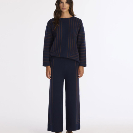 YARGICI Çizgili Rakat Kalıp Triko Pantolon YARGICI Çizgili Rakat Kalıp Triko Pantolon