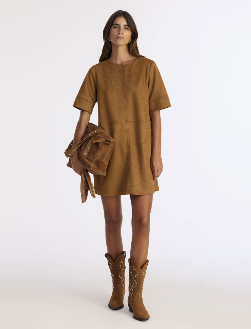 YARGICI Düz Kayık Yaka Kısa Kol Elbise YARGICI Düz Kayık Yaka Kısa Kol Elbise