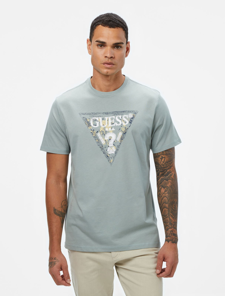 Guess Triangle Regular Fit Erkek Beyaz T-Shirt