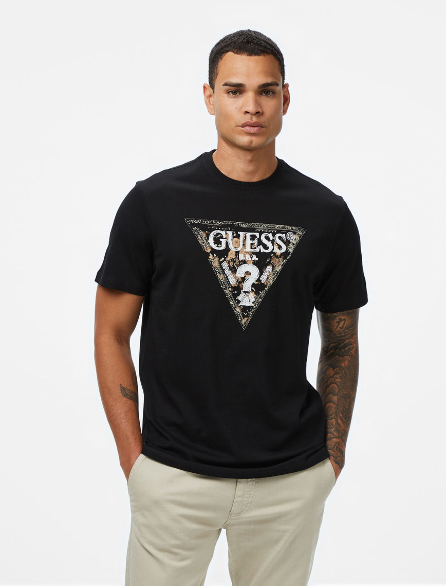 Guess Triangle Regular Fit Erkek Beyaz T-Shirt