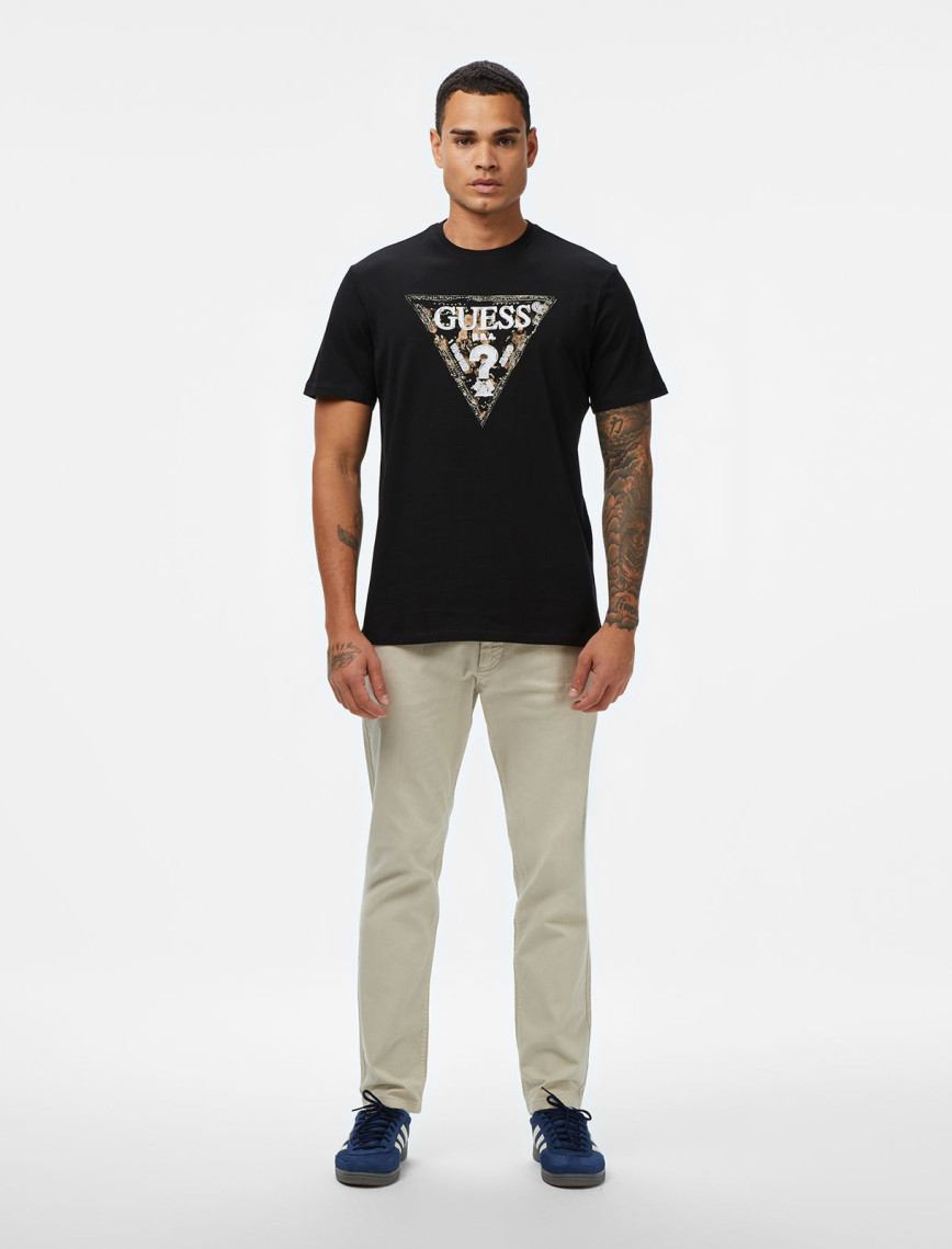 Guess Triangle Regular Fit Erkek Siyah T-Shirt