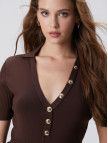 Network Kadın Acı Kahve Düğme Detaylı Kazak Network Kadın Acı Kahve Düğme Detaylı Kazak