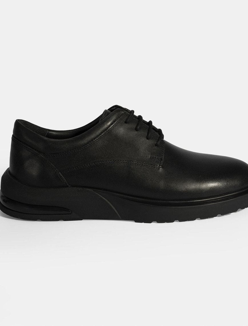 Erkek Siyah Bağcıklı Deri Günlük Ayakkabı Erkek Siyah Bağcıklı Deri Günlük Ayakkabı