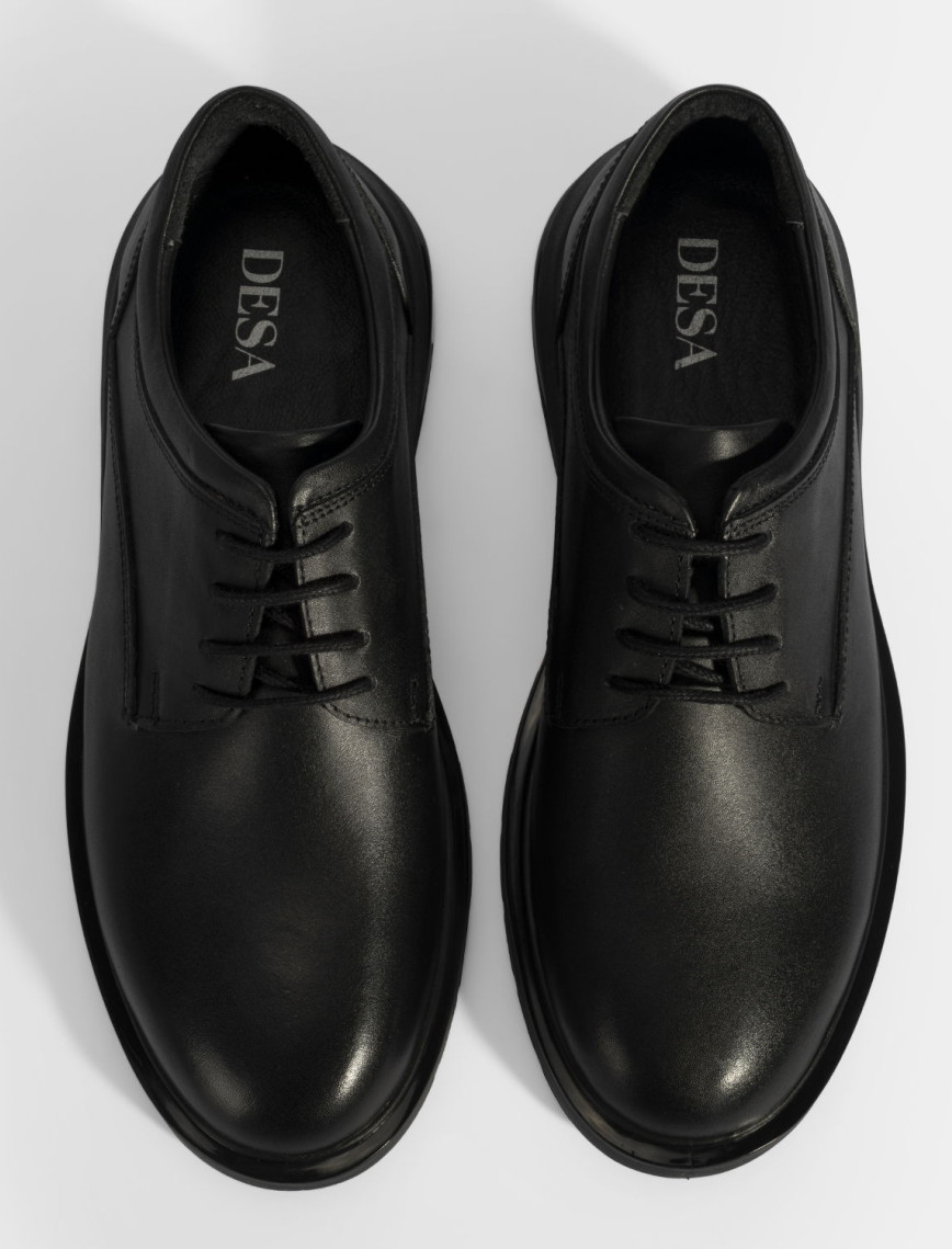 Erkek Siyah Bağcıklı Deri Günlük Ayakkabı Erkek Siyah Bağcıklı Deri Günlük Ayakkabı