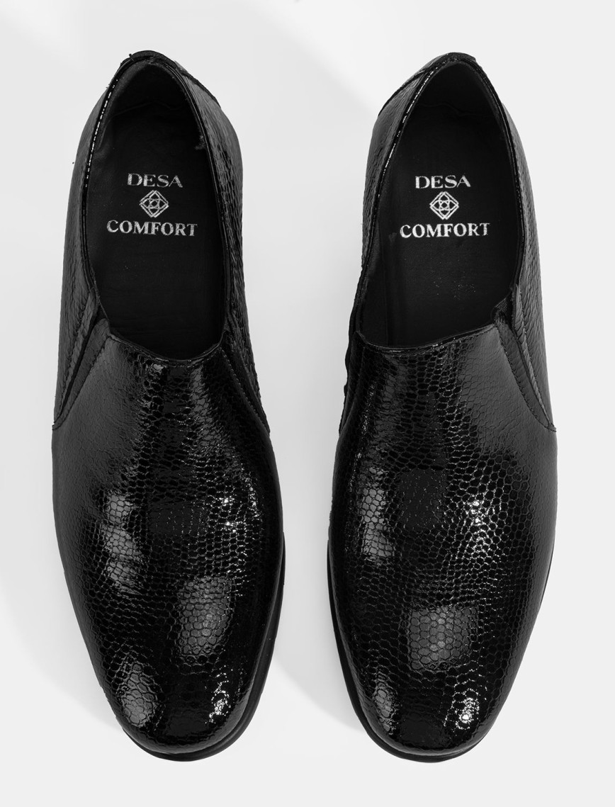 Kadın Siyah Kroko Baskılı DesaComfort Topuklu Deri Ayakkabı Kadın Siyah Kroko Baskılı DesaComfort Topuklu Deri Ayakkabı
