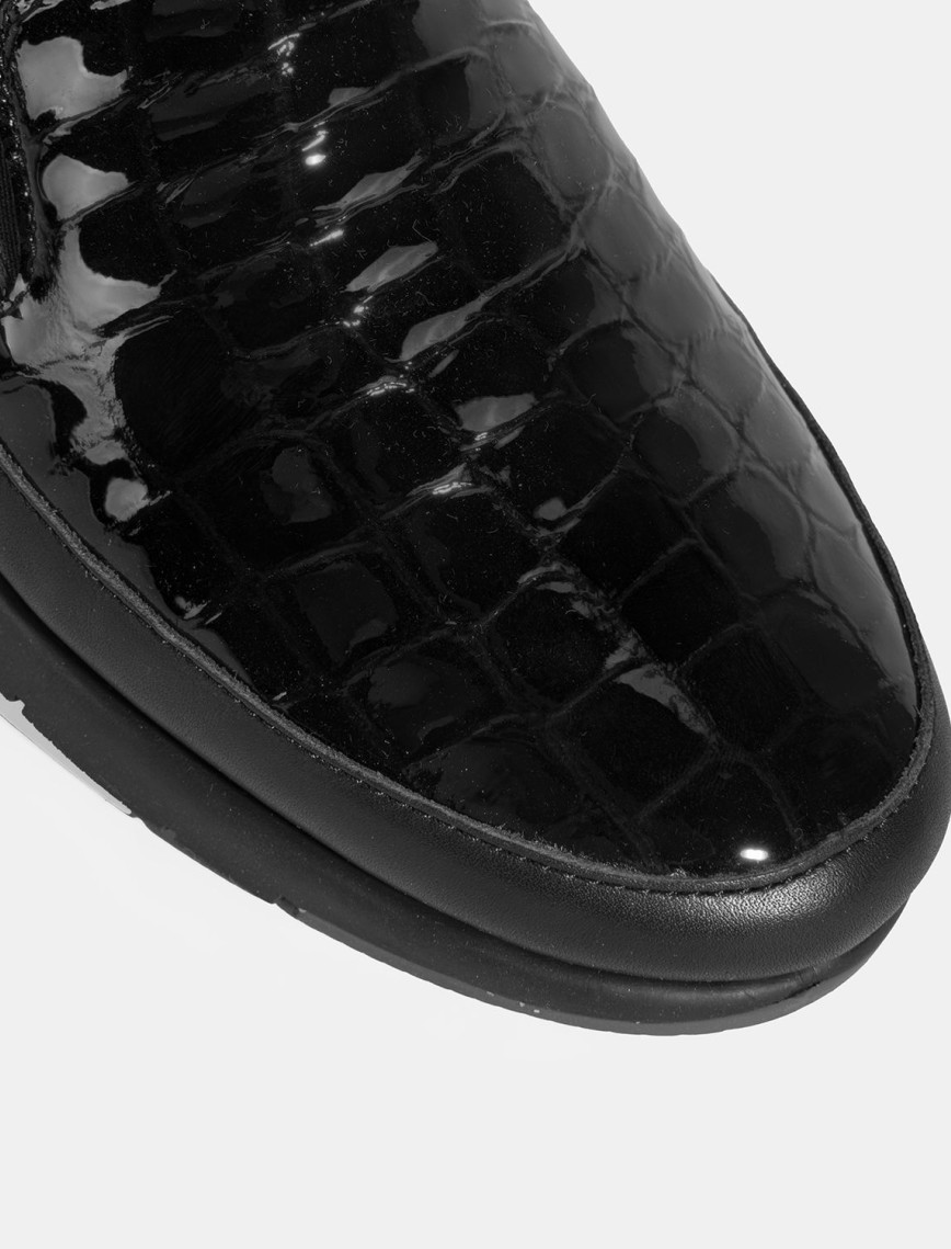 Kadın Siyah Kroko Baskılı DesaComfort Deri Ayakkabı Kadın Siyah Kroko Baskılı DesaComfort Deri Ayakkabı