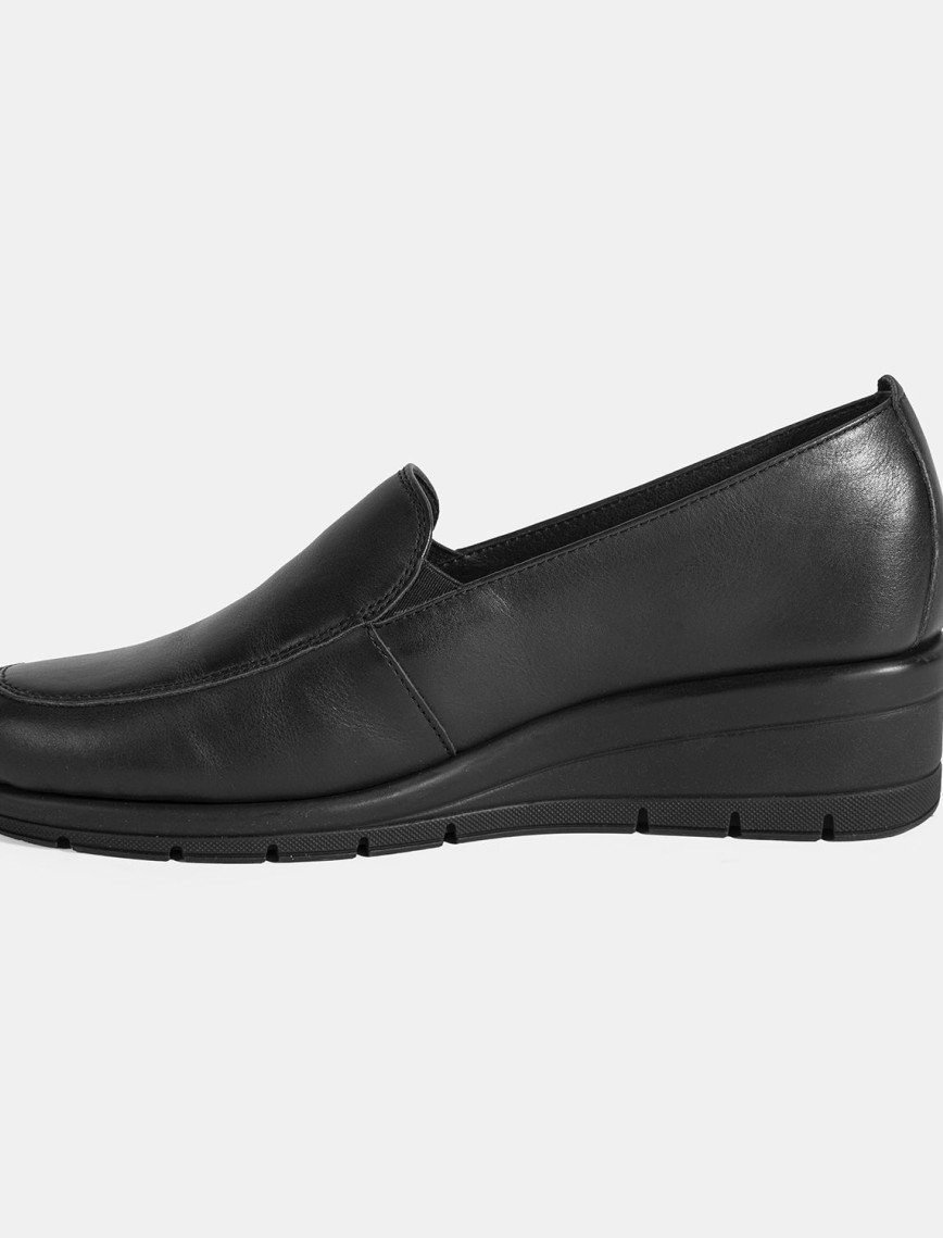 Kadın Siyah DesaComfort Dolgu Topuklu Deri Ayakkabı