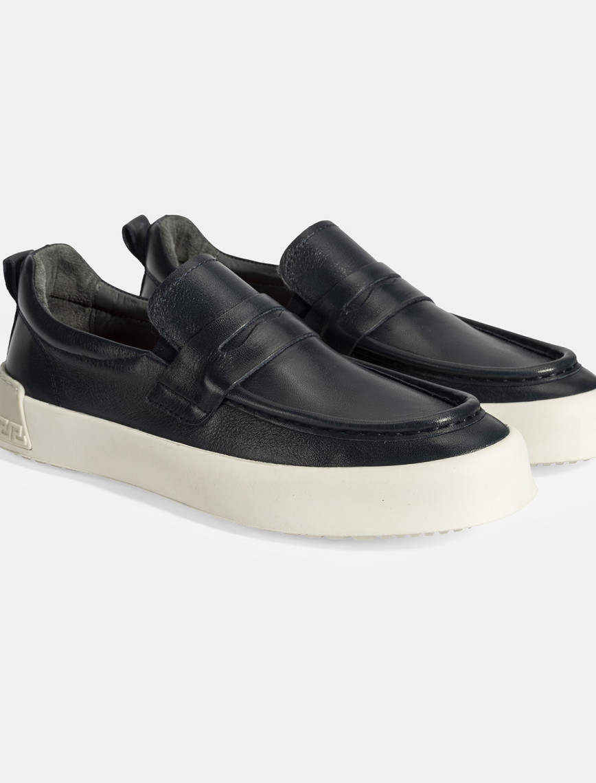 Erkek Lacivert Deri Loafer Erkek Lacivert Deri Loafer