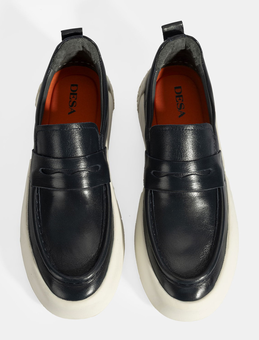 Erkek Lacivert Deri Loafer Erkek Lacivert Deri Loafer