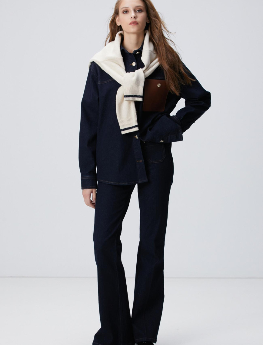 Network Kadın Lacivert Denim Pantolon