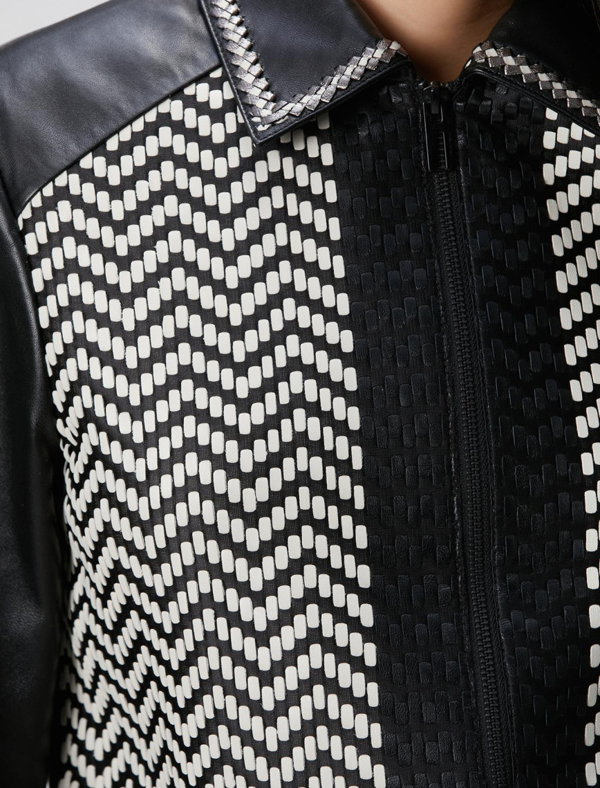 Network Kadın Siyah Kırık Beyaz Limited Örgü Detaylı Deri Mont Network Kadın Siyah Kırık Beyaz Limited Örgü Detaylı Deri Mont