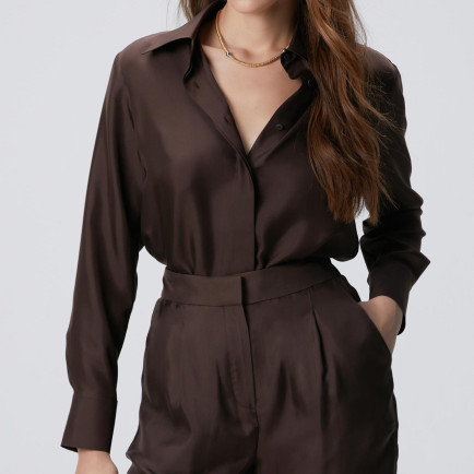 Network Kadın Limited Acı Kahve İpek Twill Gömlek Network Kadın Limited Acı Kahve İpek Twill Gömlek