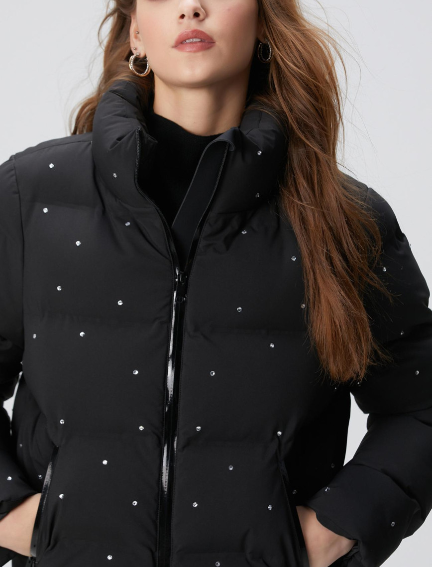 Network Kadın Siyah Taşlı Puffer Mont Network Kadın Siyah Taşlı Puffer Mont