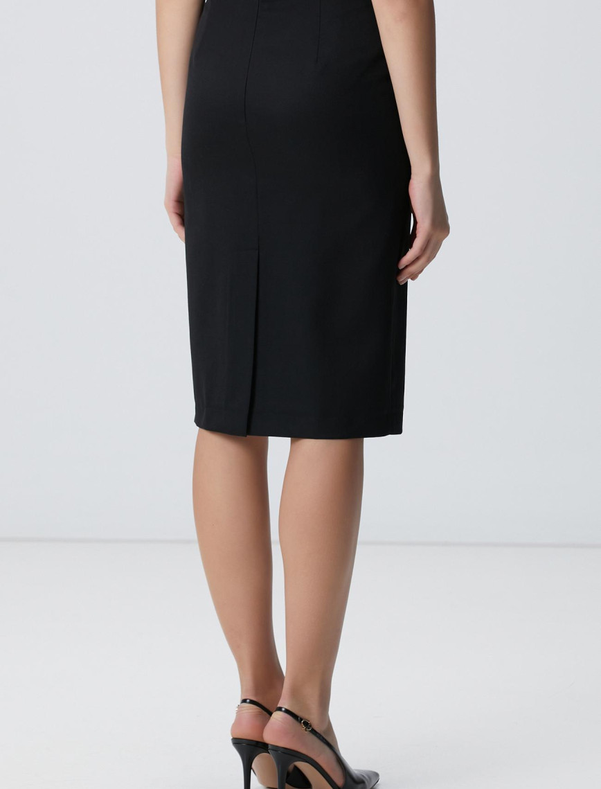 Network Kadın Siyah Yün Karışımlı Midi Etek Network Kadın Siyah Yün Karışımlı Midi Etek