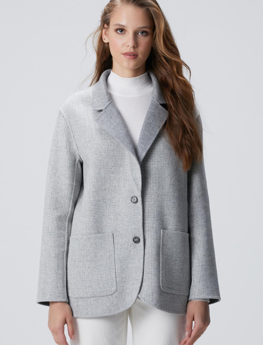 Network Kadın Limited Açık Gri Yün Karışımlı Ceket