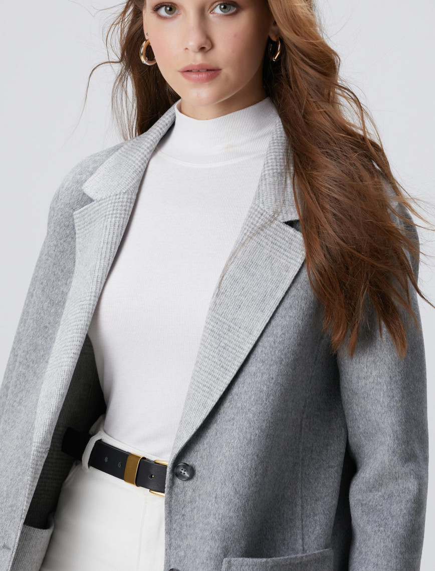 Network Kadın Limited Açık Gri Yün Karışımlı Ceket