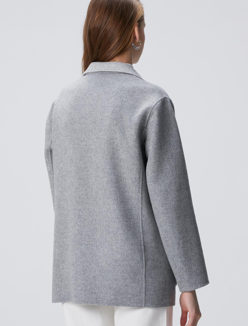 Network Kadın Limited Açık Gri Yün Karışımlı Ceket