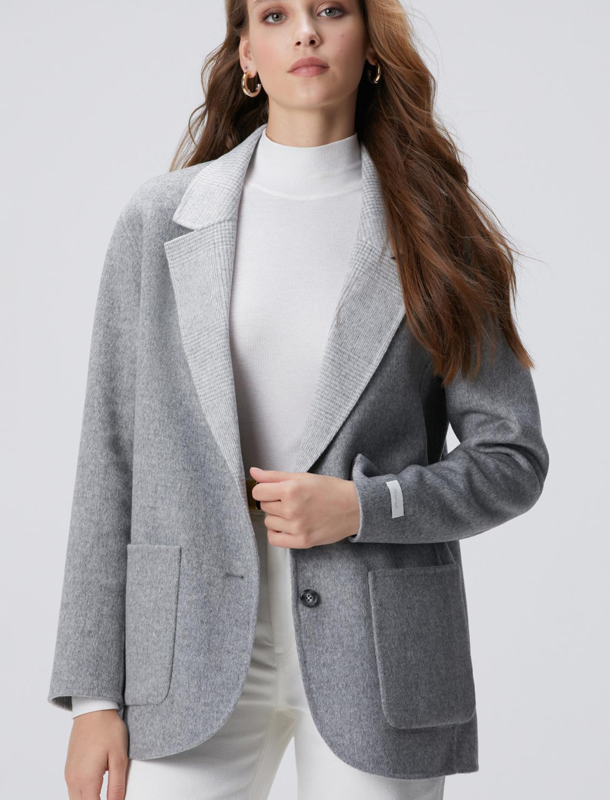 Network Kadın Limited Açık Gri Yün Karışımlı Ceket