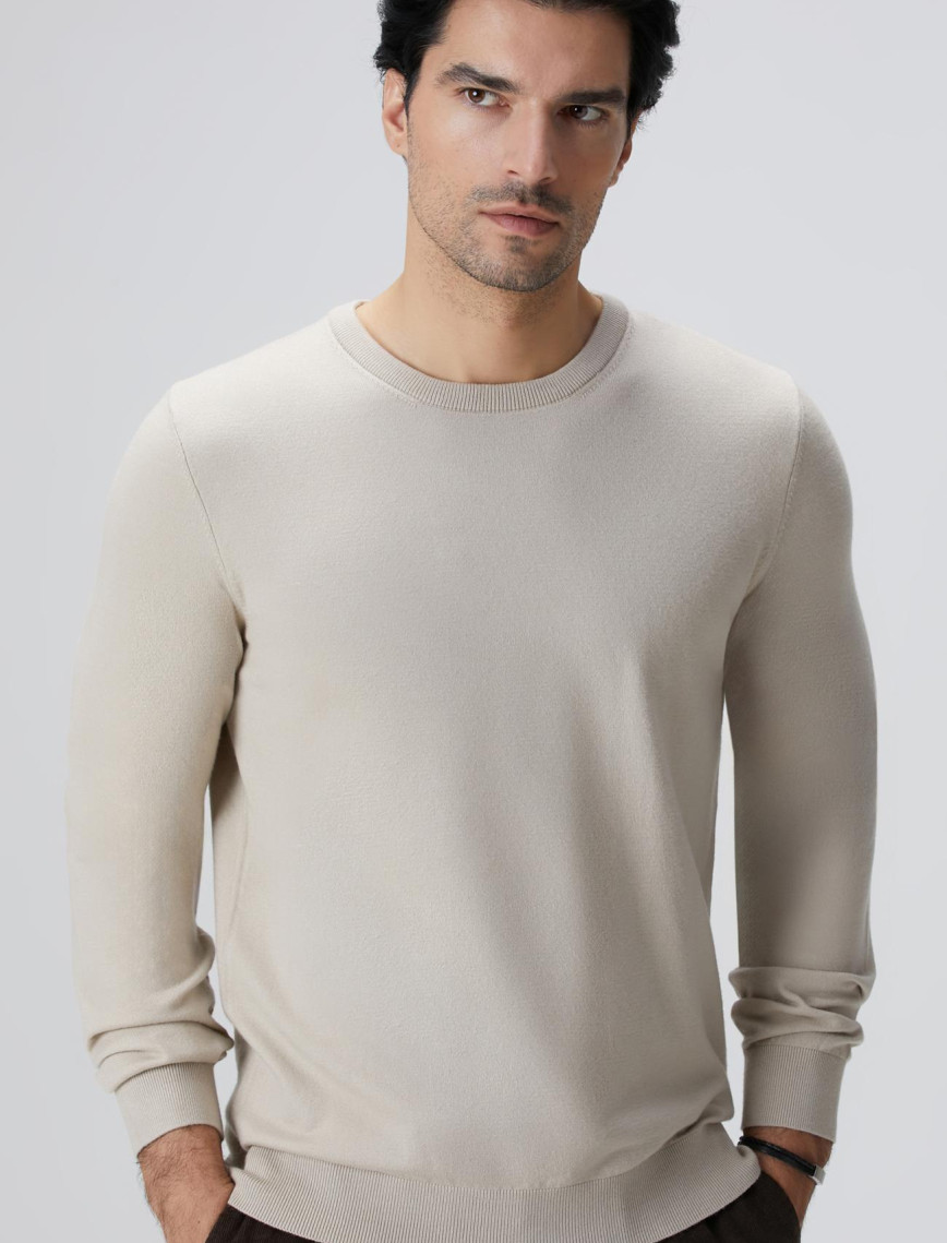 Network Erkek Bej Melanj Basic Triko Kazak Network Erkek Bej Melanj Basic Triko Kazak