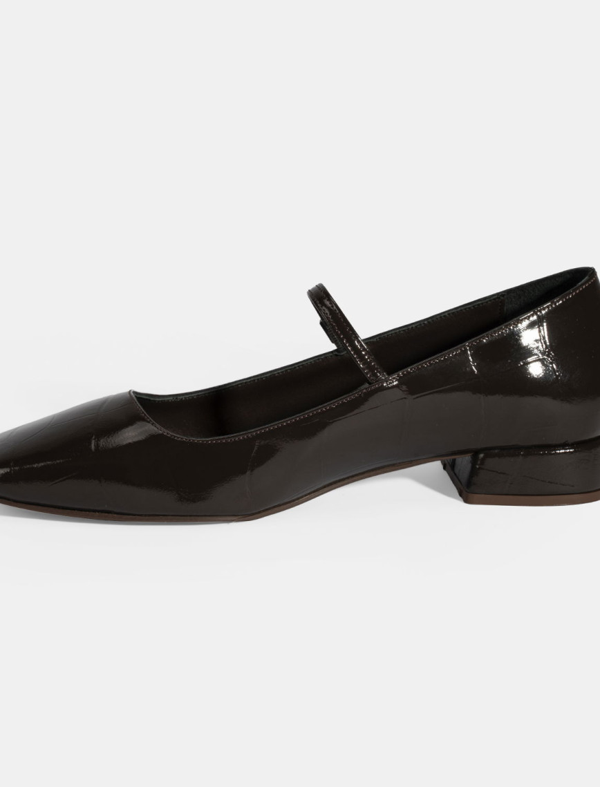 Kadın Kahve Kroko Baskılı Mary Jane Günlük Ayakkabı Kadın Kahve Kroko Baskılı Mary Jane Günlük Ayakkabı