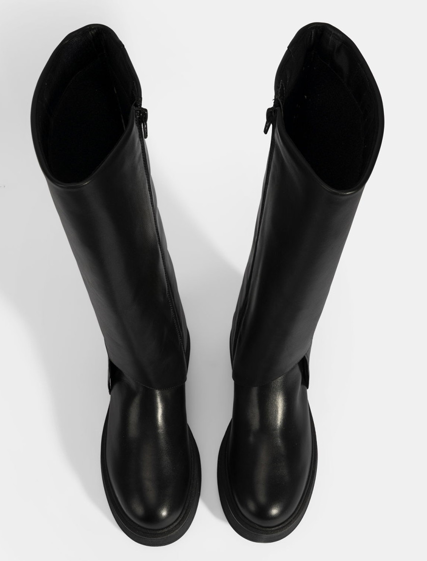 Kadın Siyah Katlama Detaylı Deri Çizme Kadın Siyah Katlama Detaylı Deri Çizme