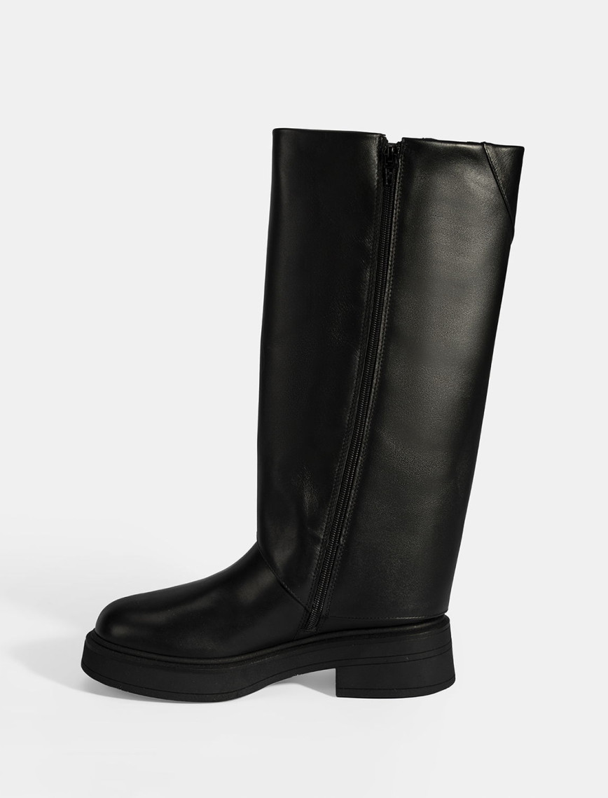 Kadın Siyah Katlama Detaylı Deri Çizme Kadın Siyah Katlama Detaylı Deri Çizme