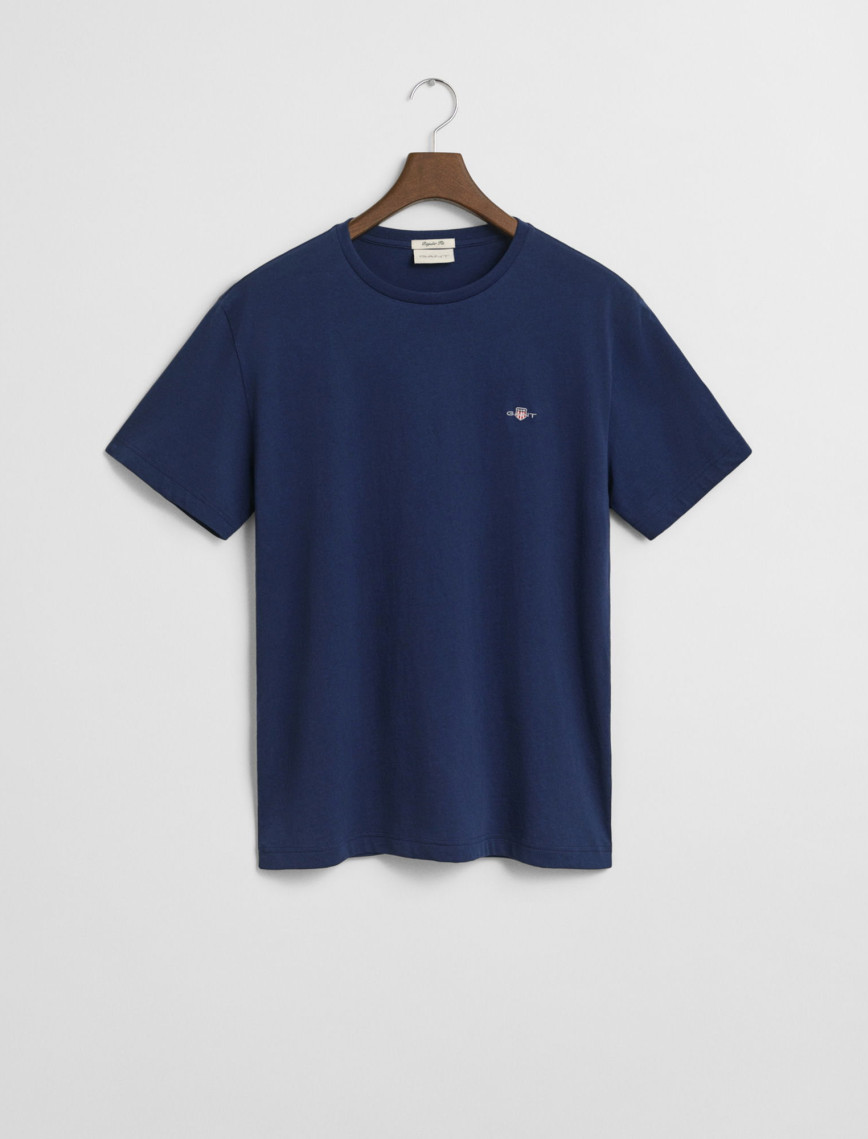GANT Erkek Mavi Regular Fit Bisiklet Yaka T-Shirt