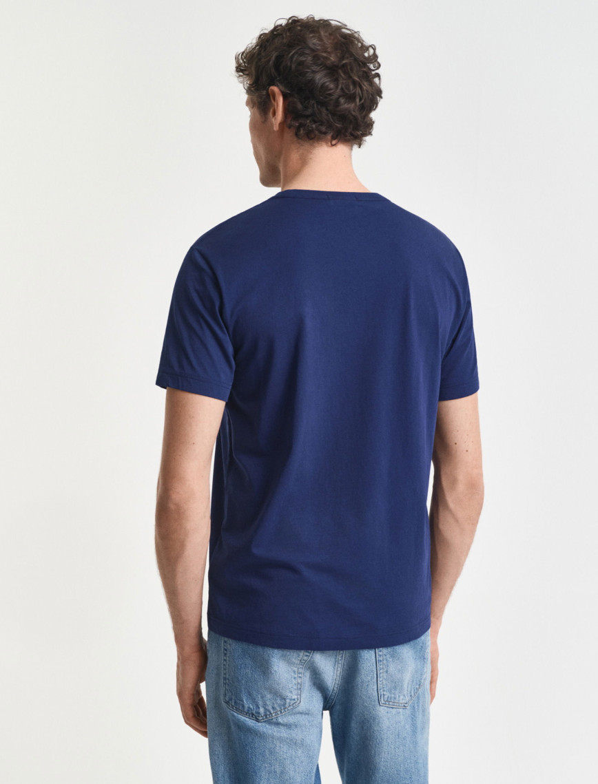 GANT Erkek Mavi Regular Fit Bisiklet Yaka T-Shirt