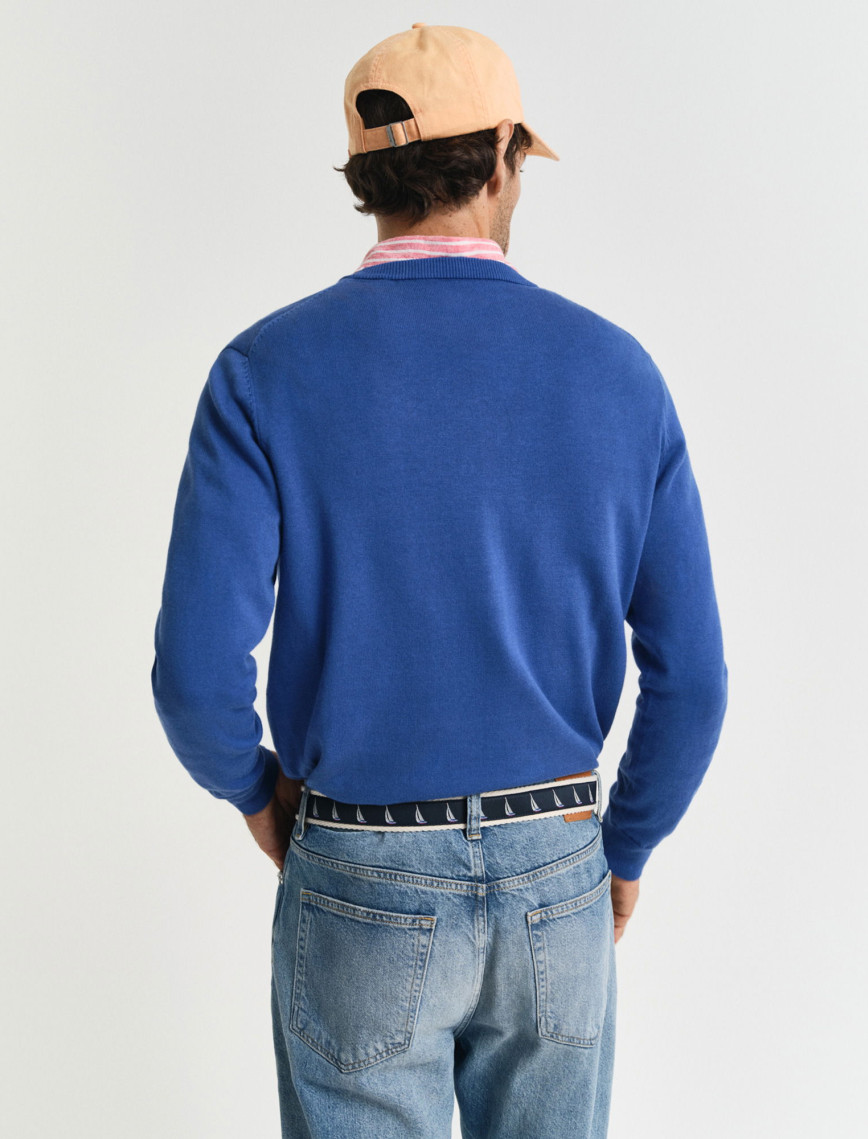 GANT Erkek Mavi Regular Fit Bisiklet Yaka Kazak GANT Erkek Mavi Regular Fit Bisiklet Yaka Kazak