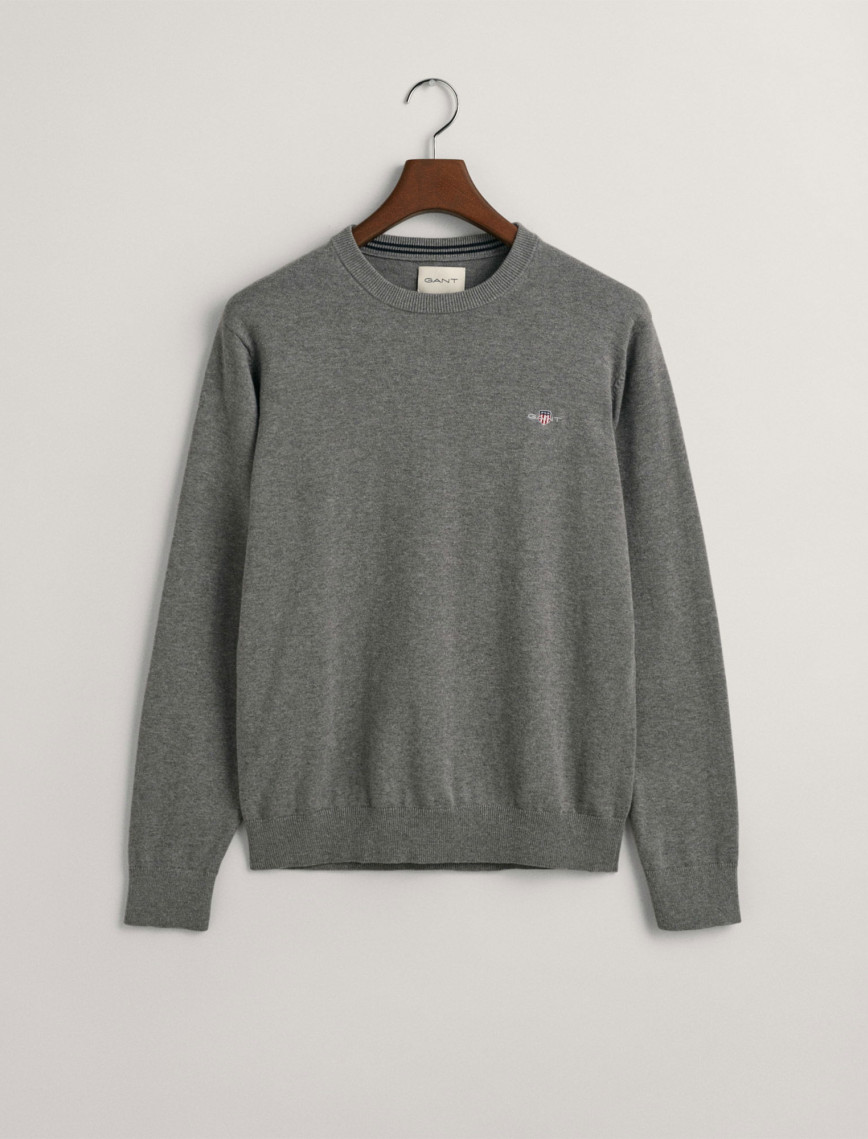 GANT Erkek Gri Regular Fit Bisiklet Yaka Kazak GANT Erkek Gri Regular Fit Bisiklet Yaka Kazak