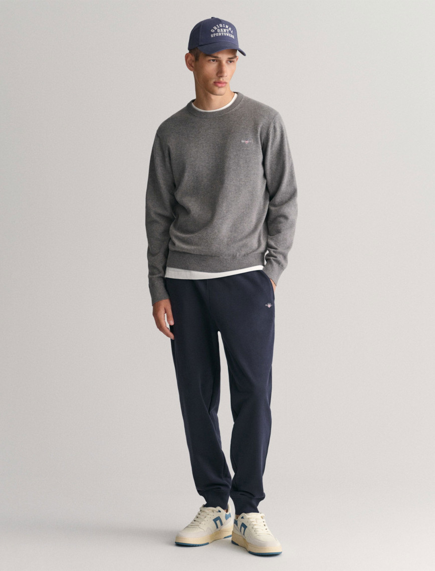 GANT Erkek Gri Regular Fit Bisiklet Yaka Kazak GANT Erkek Gri Regular Fit Bisiklet Yaka Kazak