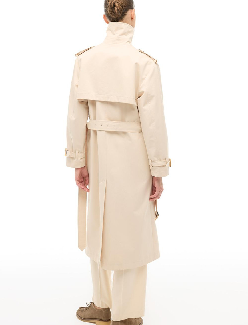 %100 Pamuk Bej Diz Altı Trençkot %100 Pamuk Bej Diz Altı Trençkot