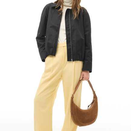 Siyah Gömlek Yaka Crop Mont Siyah Gömlek Yaka Crop Mont