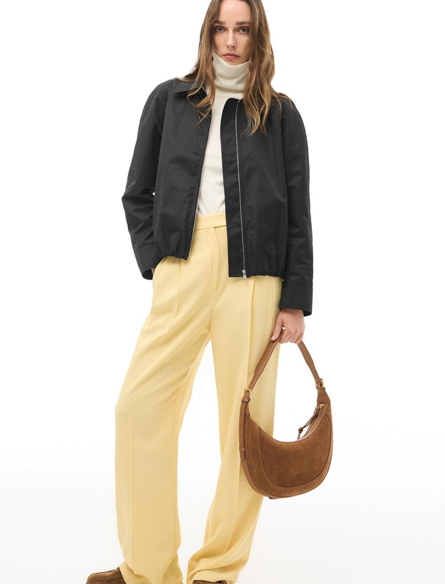 Siyah Gömlek Yaka Crop Mont Siyah Gömlek Yaka Crop Mont