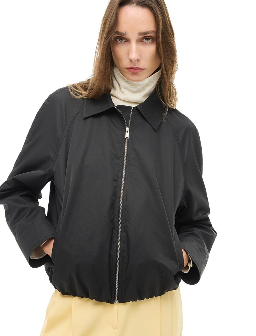 Siyah Gömlek Yaka Crop Mont Siyah Gömlek Yaka Crop Mont