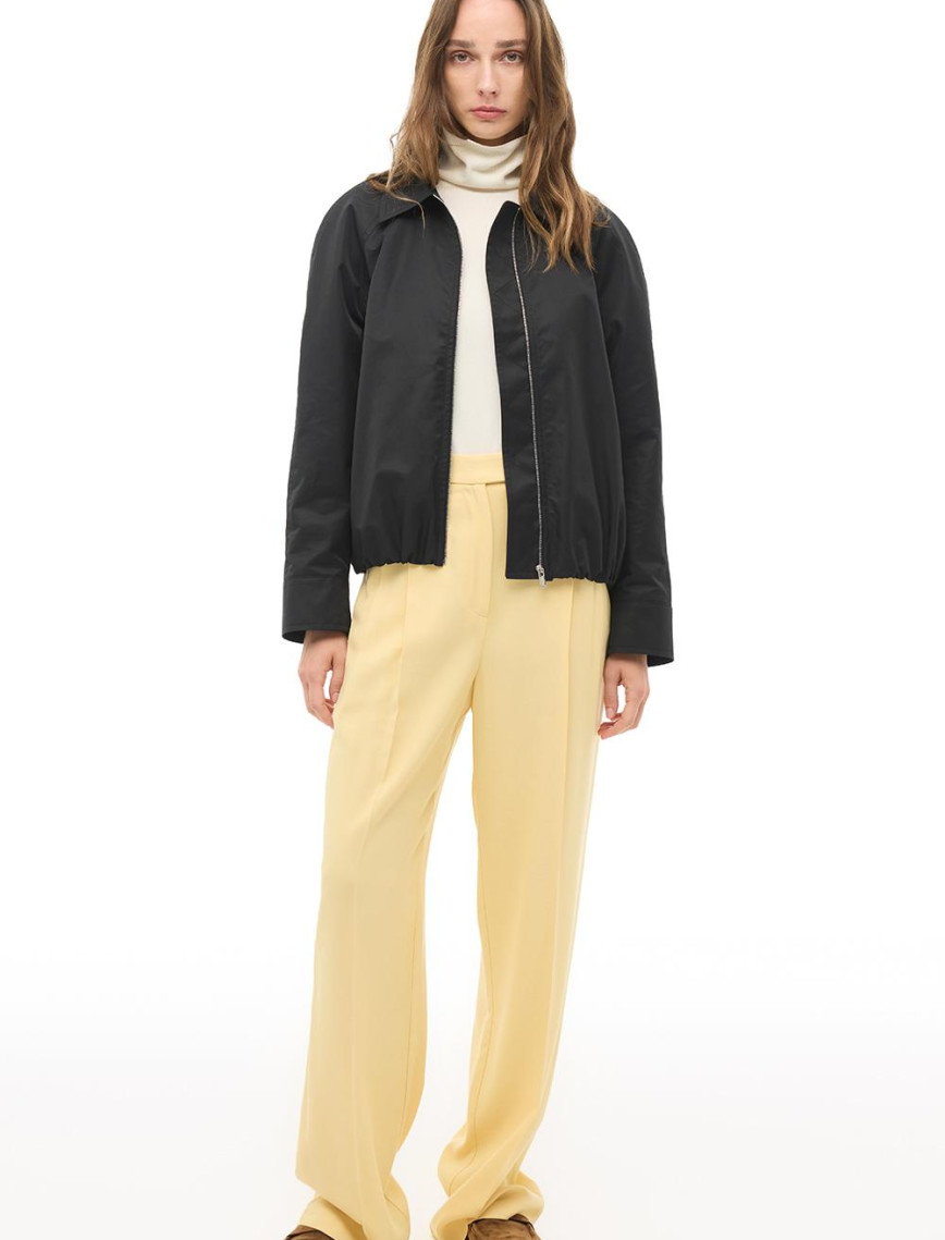 Siyah Gömlek Yaka Crop Mont Siyah Gömlek Yaka Crop Mont