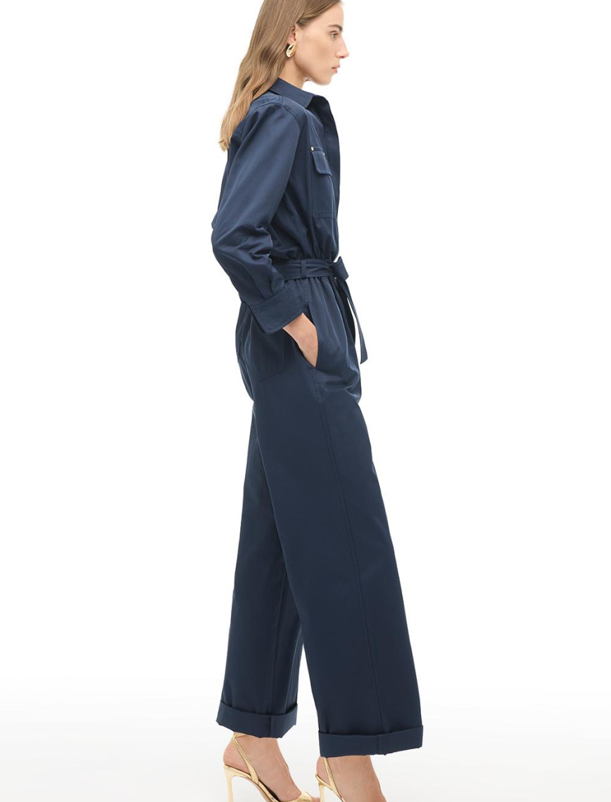 Lacivert Gömlek Yaka Boru Paça Tulum Lacivert Gömlek Yaka Boru Paça Tulum