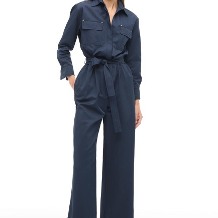 Lacivert Gömlek Yaka Boru Paça Tulum Lacivert Gömlek Yaka Boru Paça Tulum