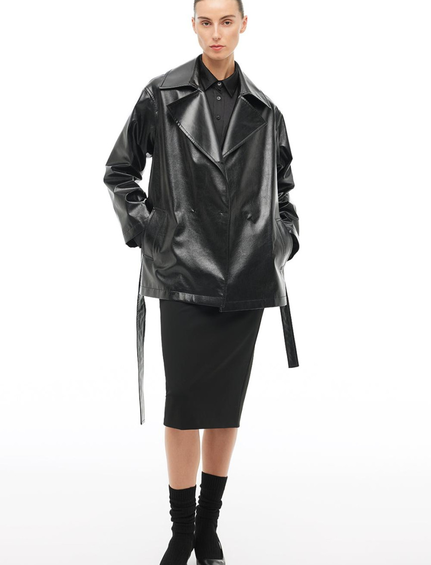 Siyah Klasik Yaka Trençkot Siyah Klasik Yaka Trençkot