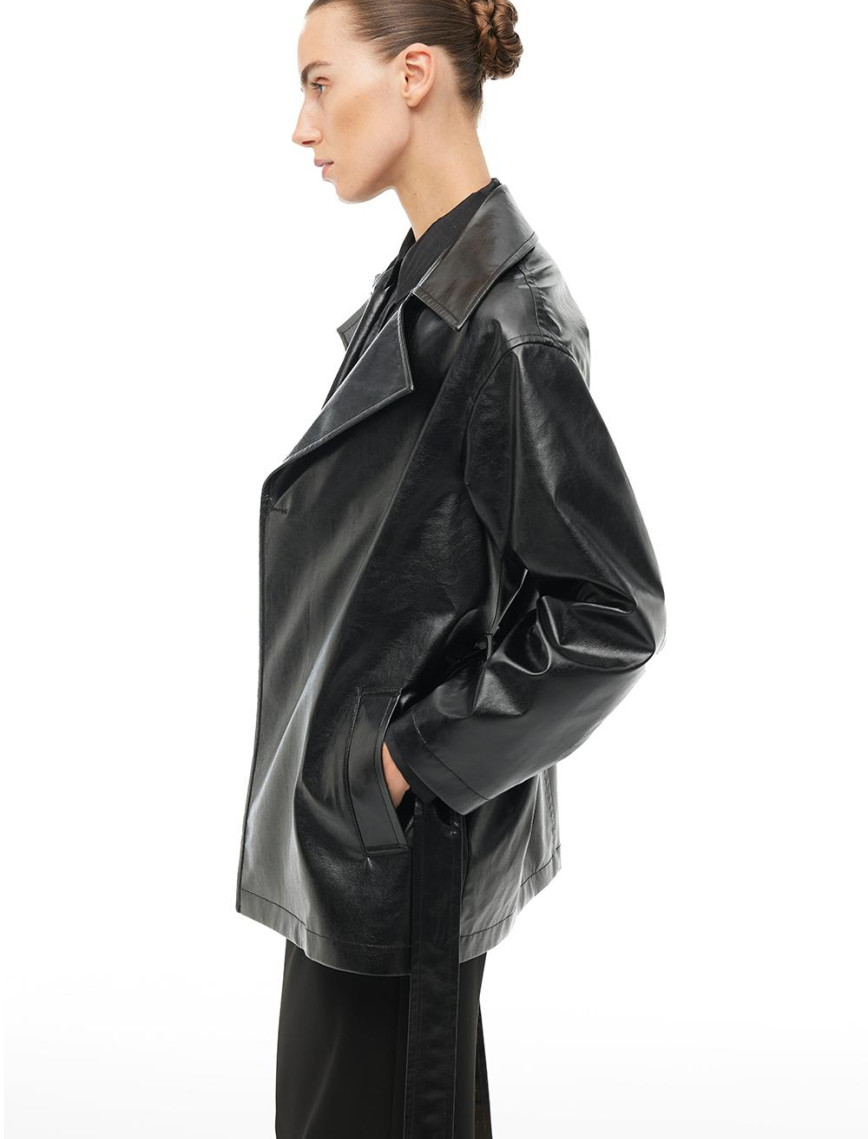 Siyah Klasik Yaka Trençkot Siyah Klasik Yaka Trençkot