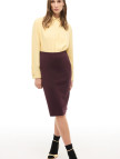Bordo Yüksek Bel Diz Boy Triko Etek Bordo Yüksek Bel Diz Boy Triko Etek
