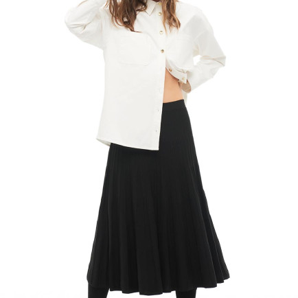 Siyah Orta Bel Midi Triko Etek Siyah Orta Bel Midi Triko Etek