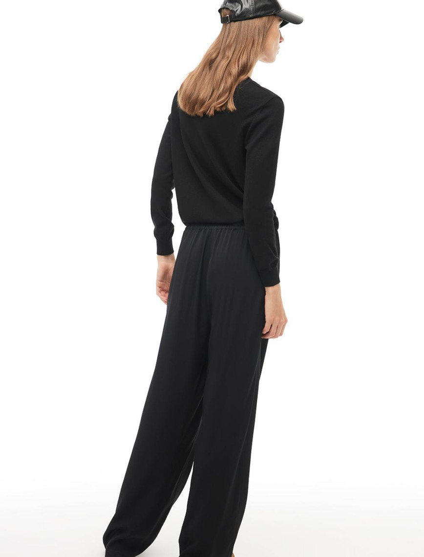 Siyah Yüksek Bel Geniş Paça Pantolon