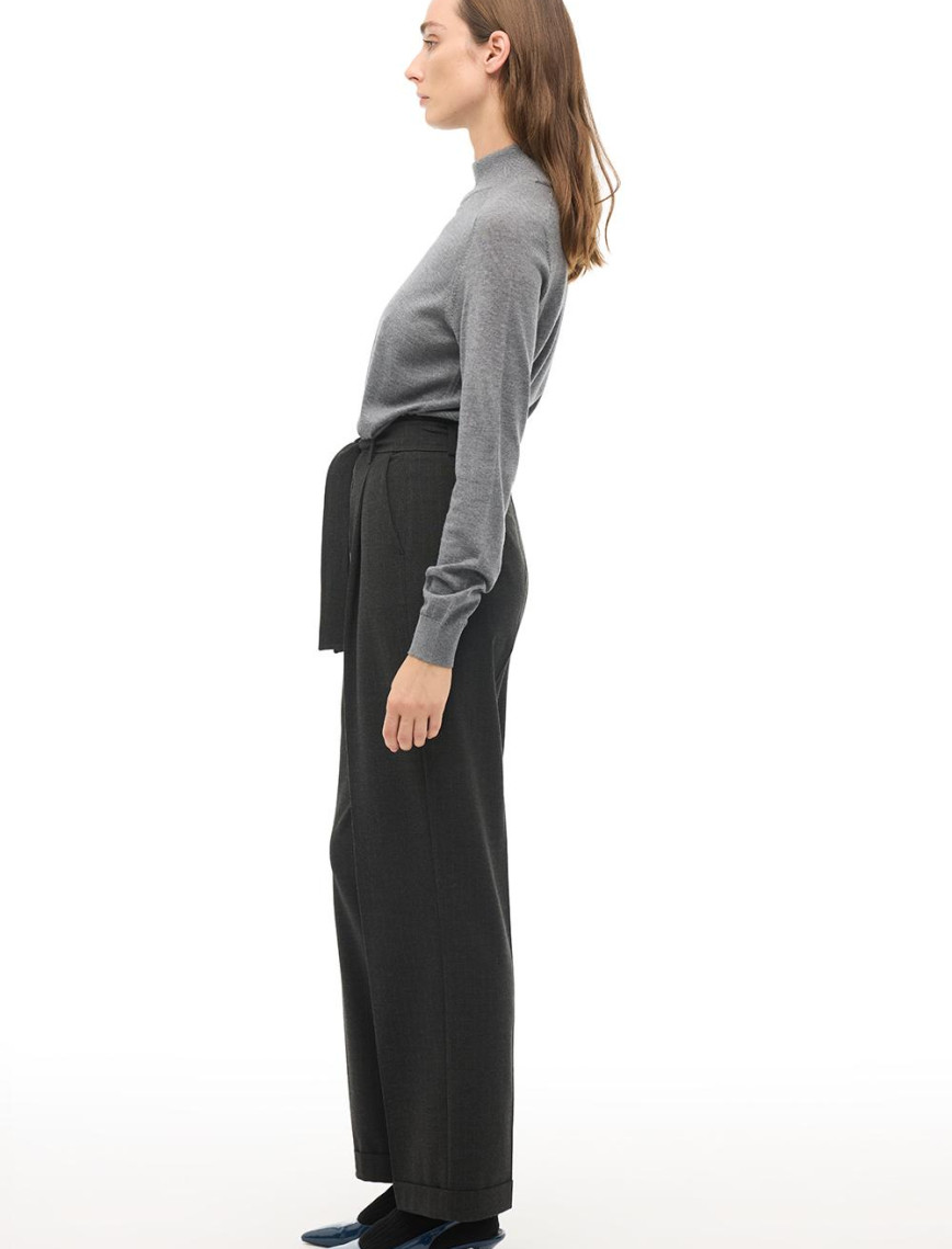 Antrasit Yüksek Bel Boru Paça Pantolon Antrasit Yüksek Bel Boru Paça Pantolon