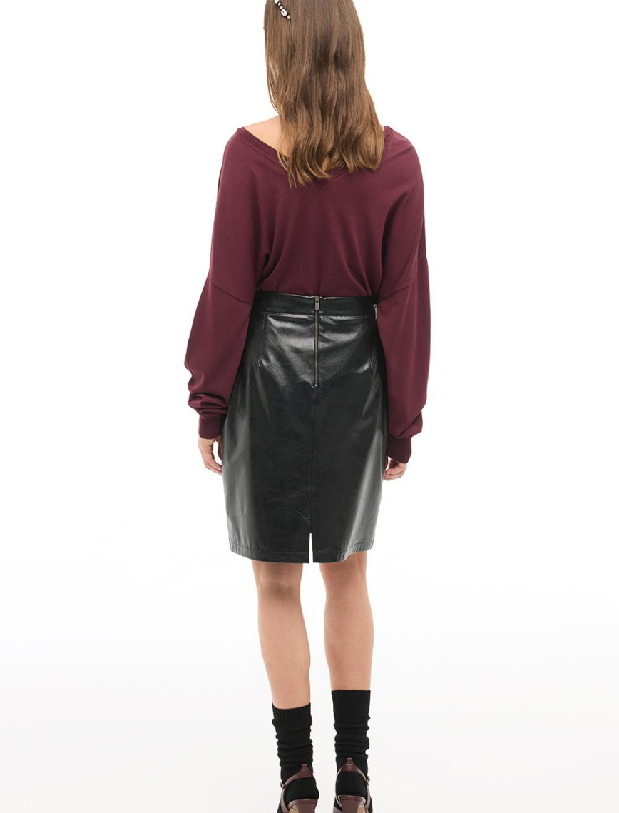 Siyah Yüksek Bel Diz Üstü Etek Siyah Yüksek Bel Diz Üstü Etek