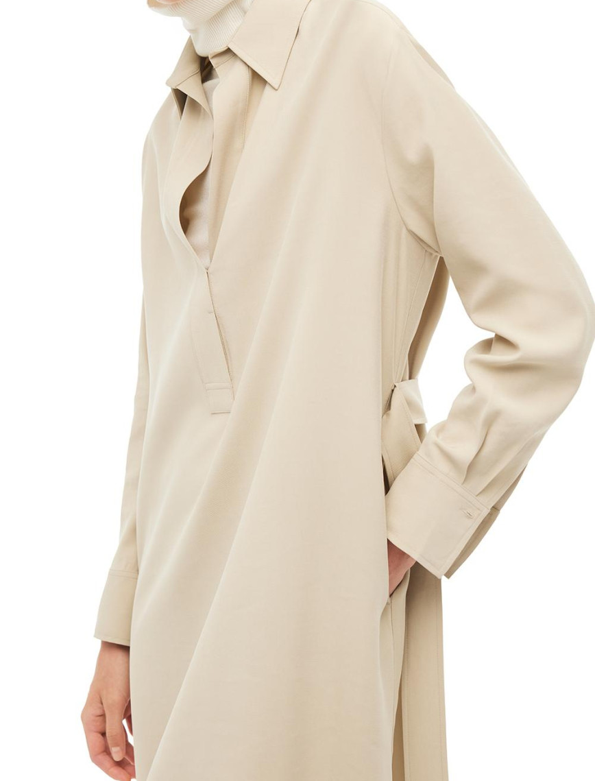 Bej Gömlek Yaka Midi Elbise Bej Gömlek Yaka Midi Elbise