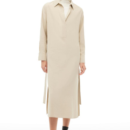 Bej Gömlek Yaka Midi Elbise Bej Gömlek Yaka Midi Elbise