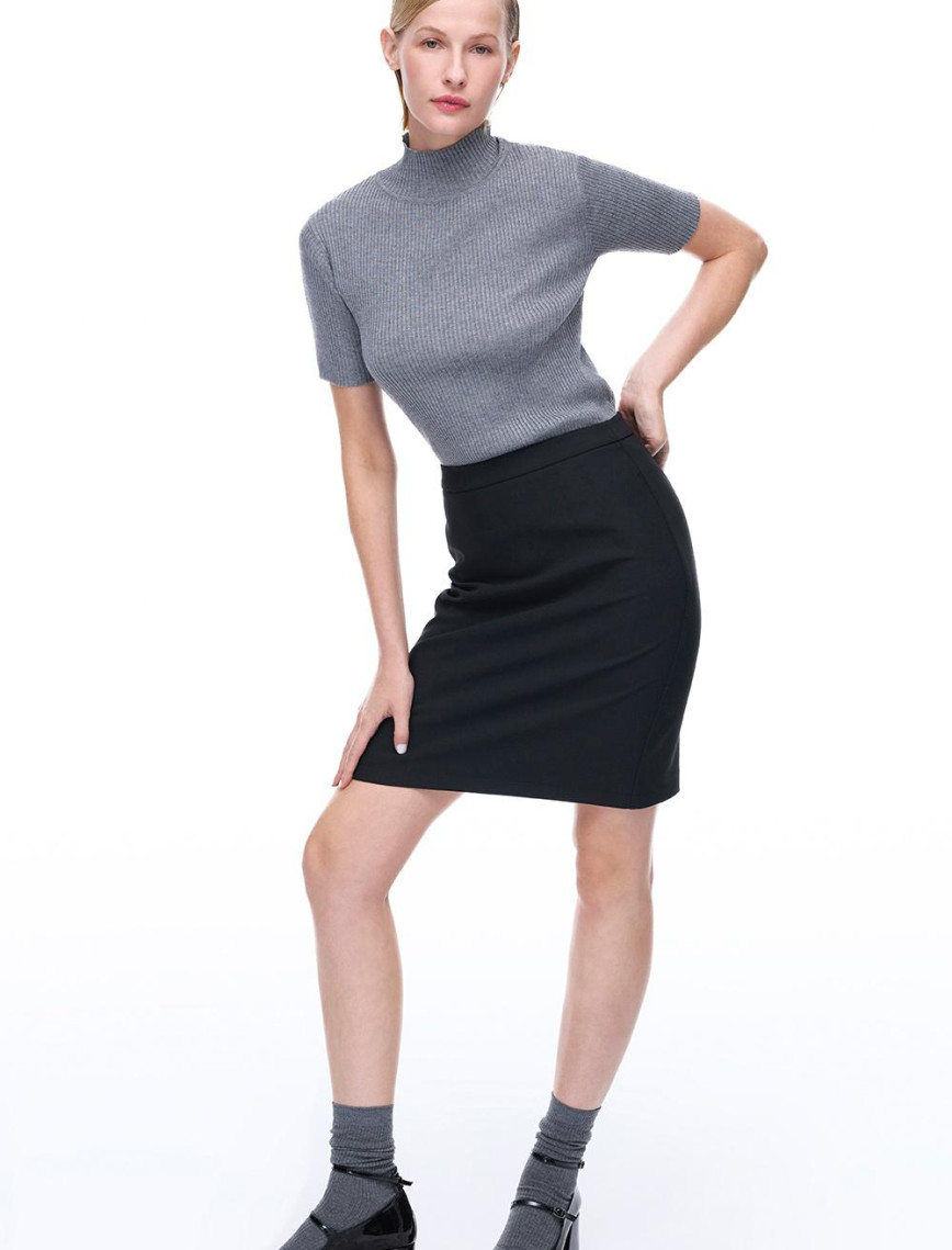 Morningstar Slim Fit Diz Üstü Siyah Etek Morningstar Slim Fit Diz Üstü Siyah Etek