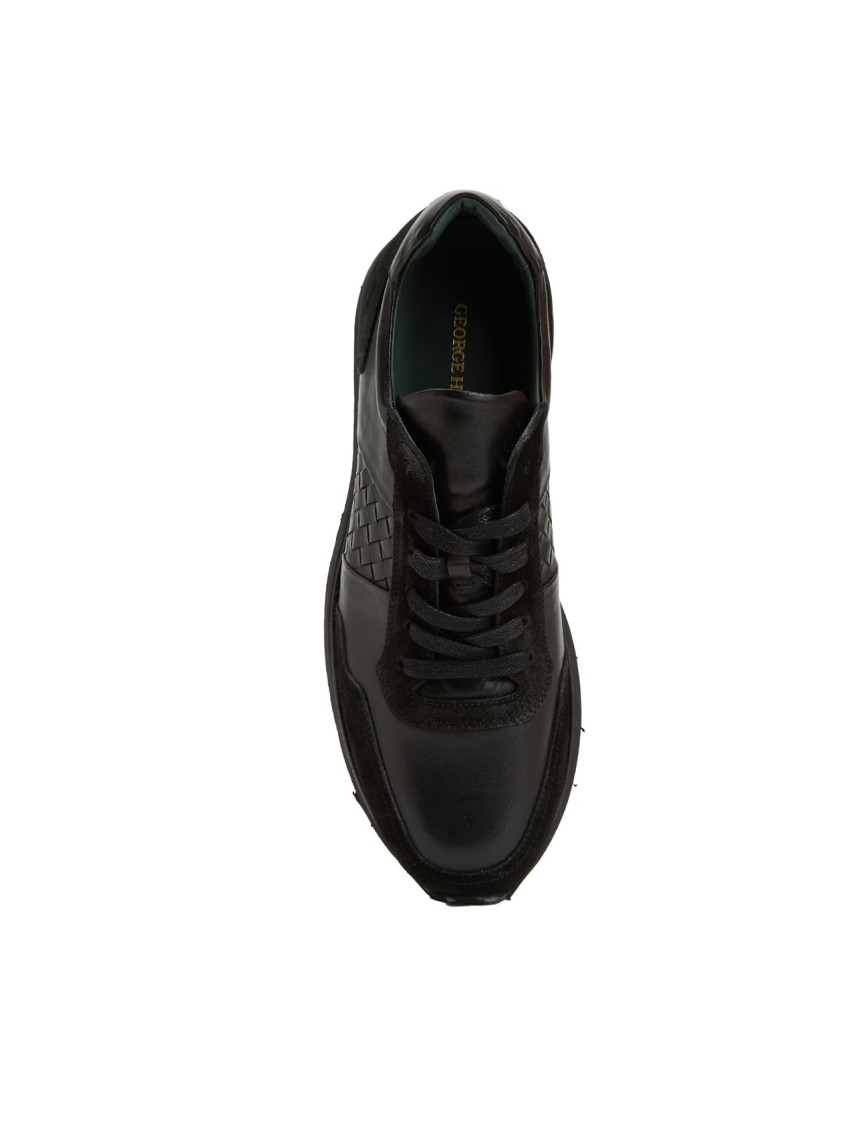 George Hogg Erkek Siyah Örgü Detaylı Deri Sneaker George Hogg Erkek Siyah Örgü Detaylı Deri Sneaker
