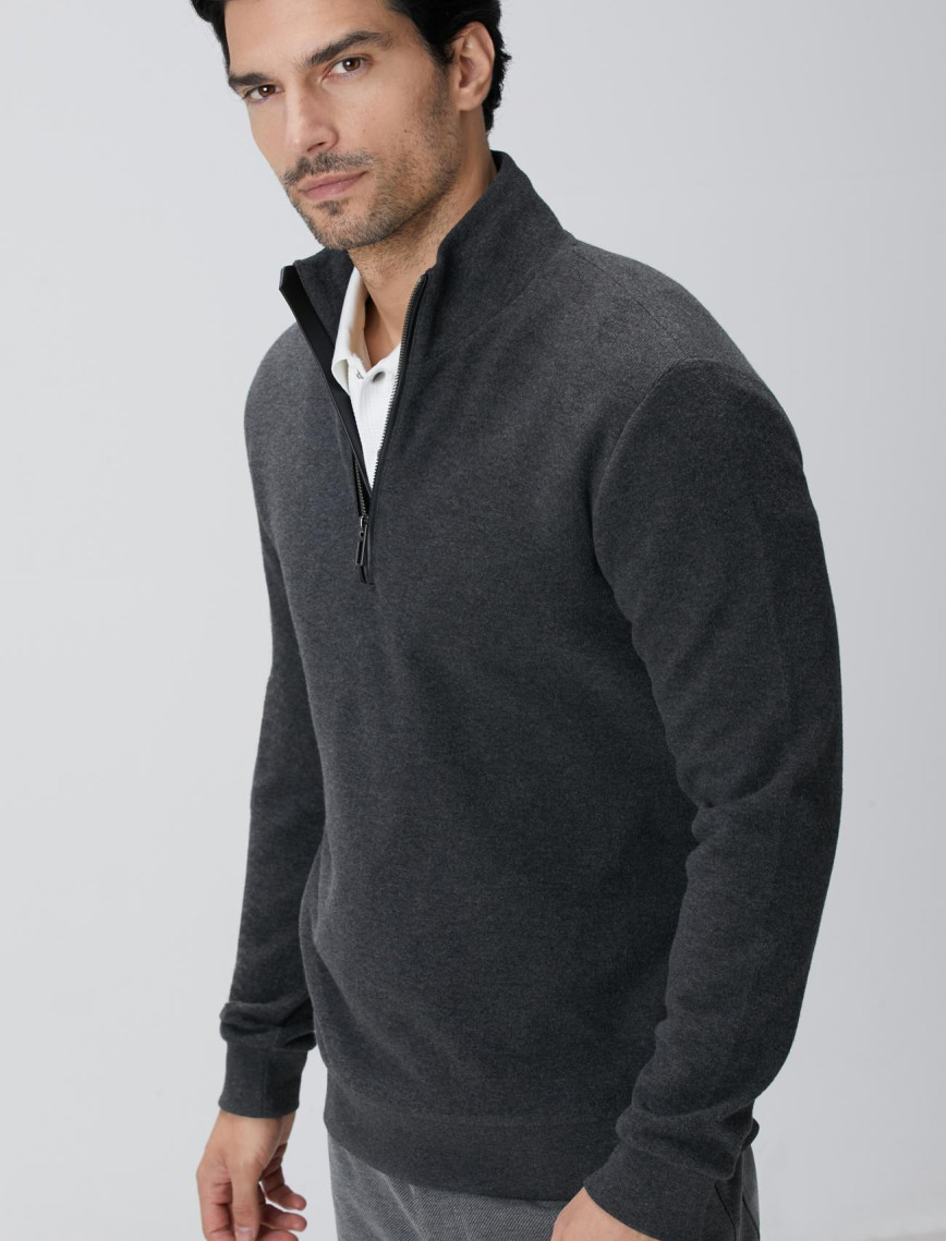 Network Erkek Antrasit Dik Yaka Fermuarlı Sweatshirt Network Erkek Antrasit Dik Yaka Fermuarlı Sweatshirt